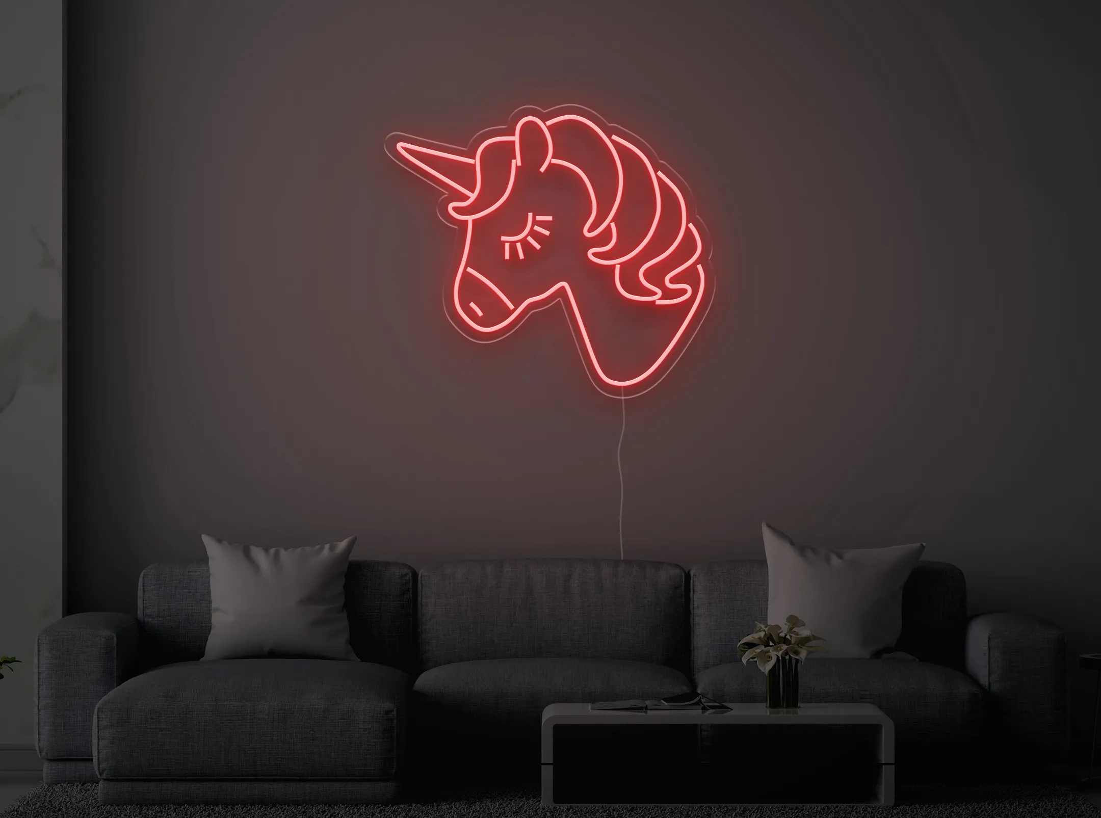 Licorne - Signe lumineux au neon LED
