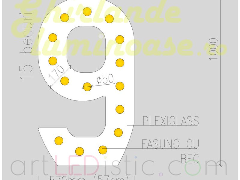 Cifre Volumetrice Luminoase din Plexiglass 100 cm de închiriat