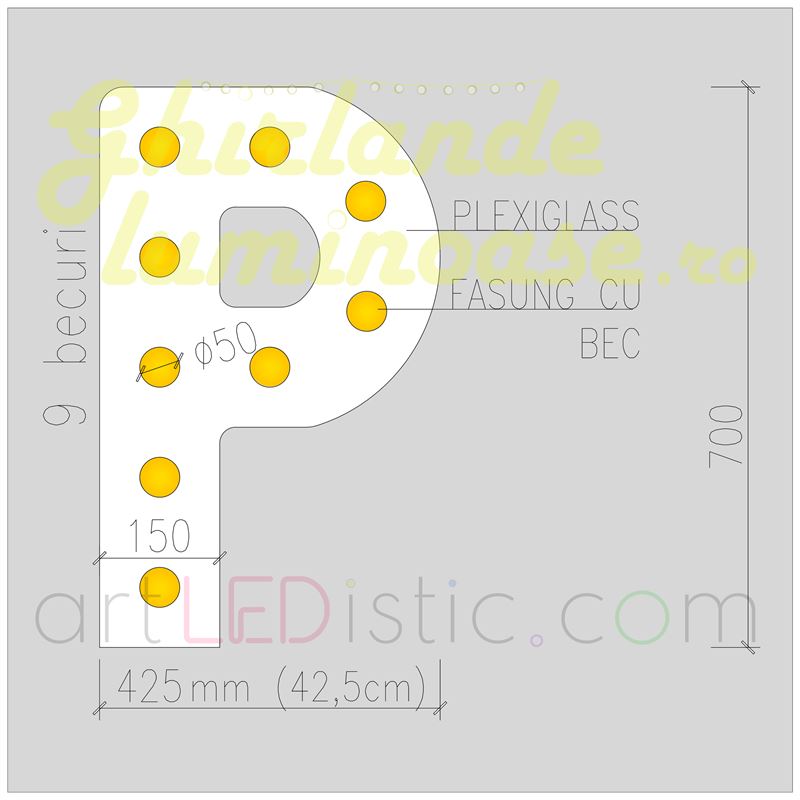 Litere Volumetrice Luminoase din Plexiglass 70 CM