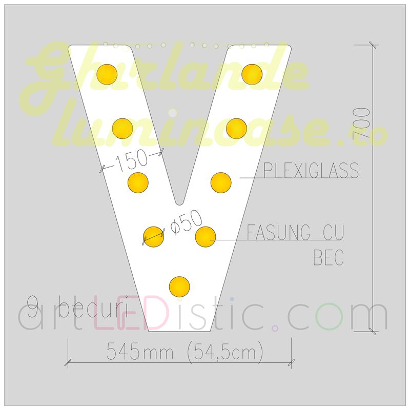Litere Volumetrice Luminoase din Plexiglass 70 CM