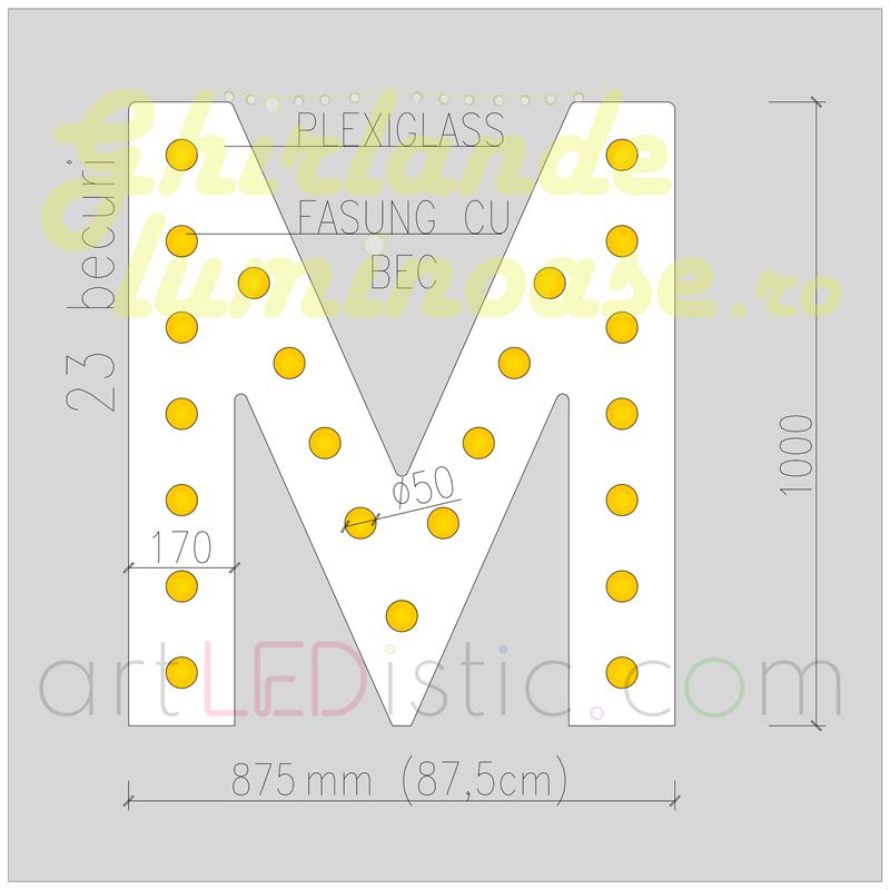 Litere Volumetrice Luminoase din Plexiglass 1M
