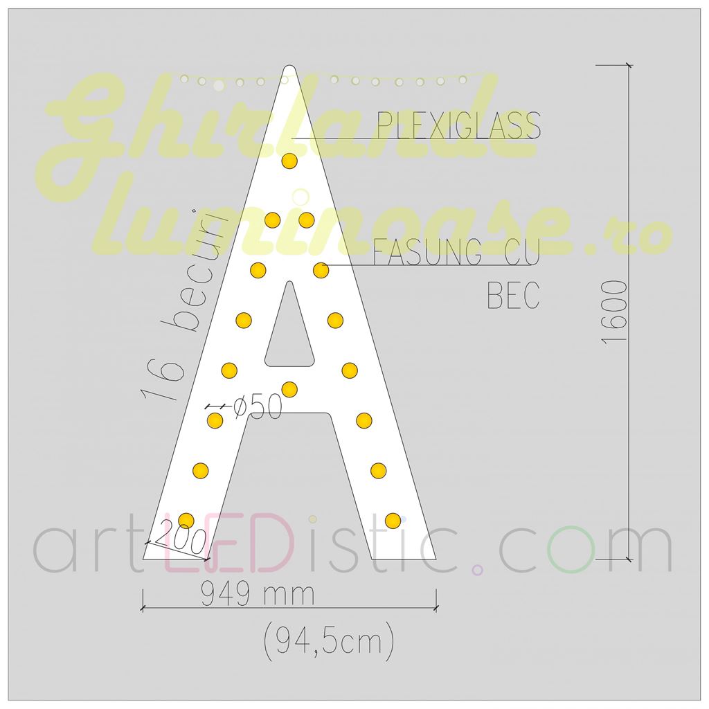 Litere Volumetrice Luminoase din Plexiglass 1.6M