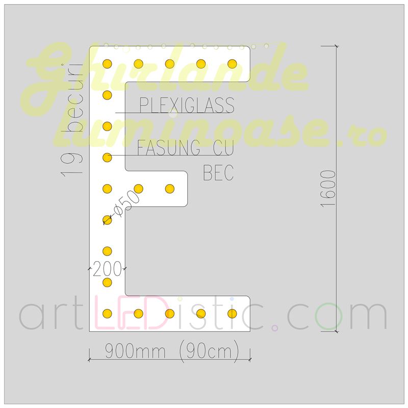 Litere Volumetrice Luminoase din Plexiglass 1.6M