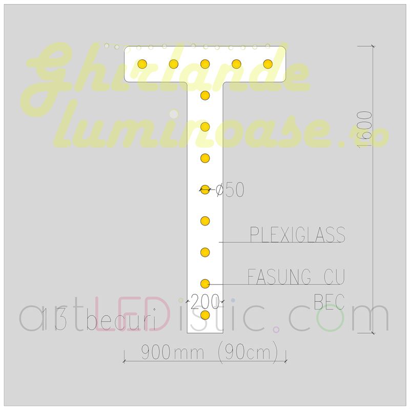 Litere Volumetrice Luminoase din Plexiglass 1.6M