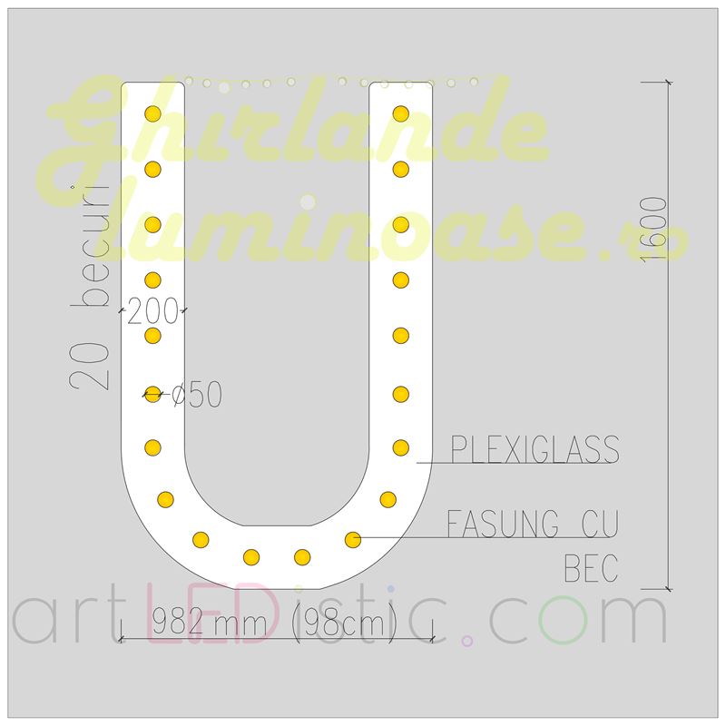 Litere Volumetrice Luminoase din Plexiglass 1.6M