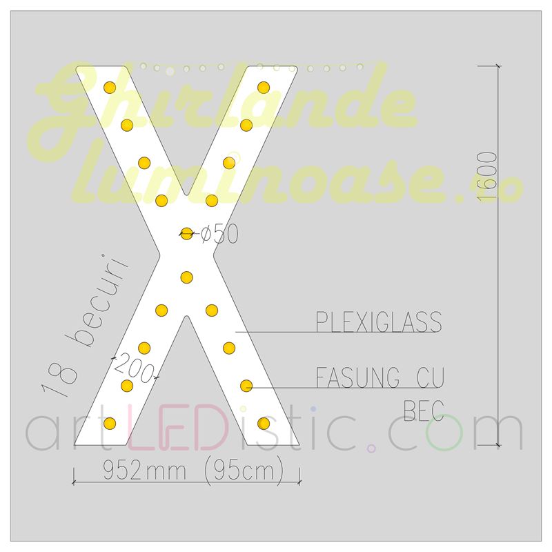 Litere Volumetrice Luminoase din Plexiglass 1.6M