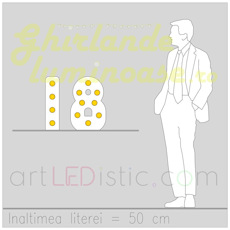 Cifre Volumetrice Luminoase din Plexiglass 50 cm