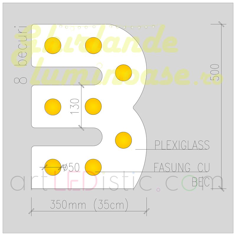 Cifre Volumetrice Luminoase din Plexiglass 50 cm