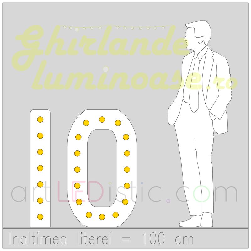 Cifre Volumetrice Luminoase din Plexiglass 100 cm
