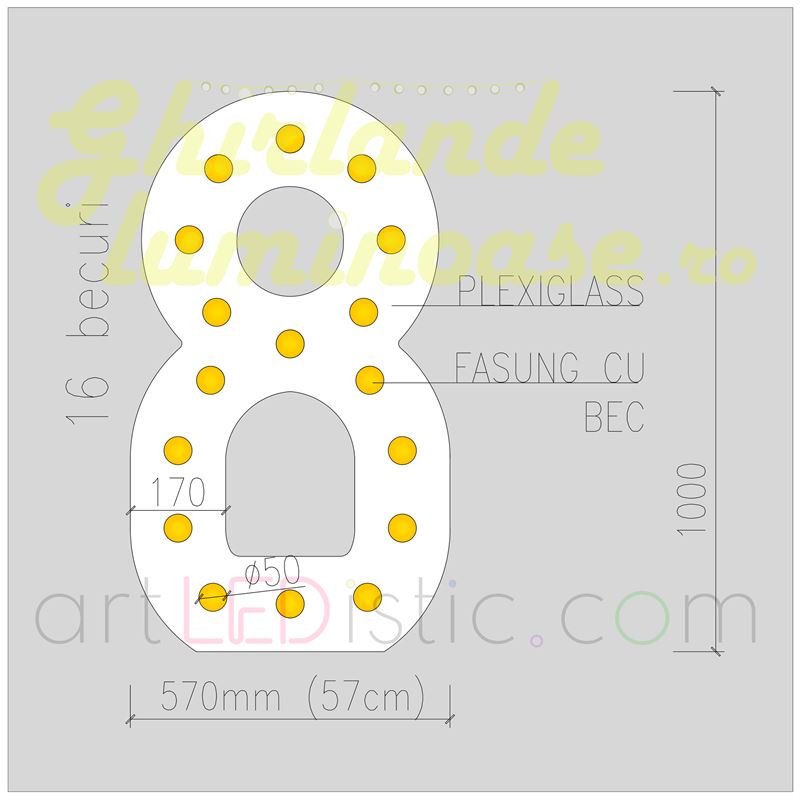 Cifre Volumetrice Luminoase din Plexiglass 100 cm