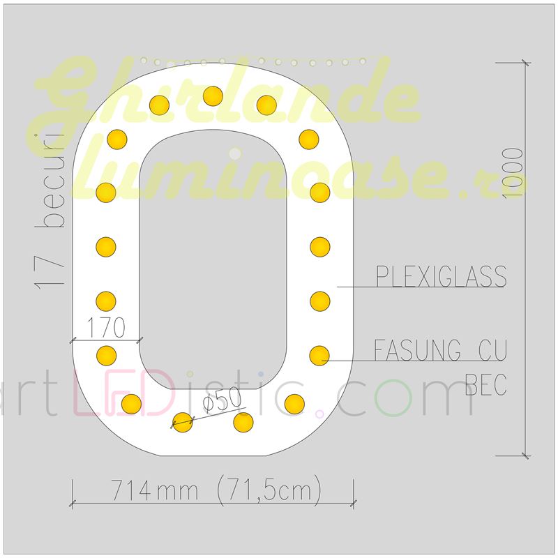Litere Volumetrice Luminoase 1M de Inchiriat