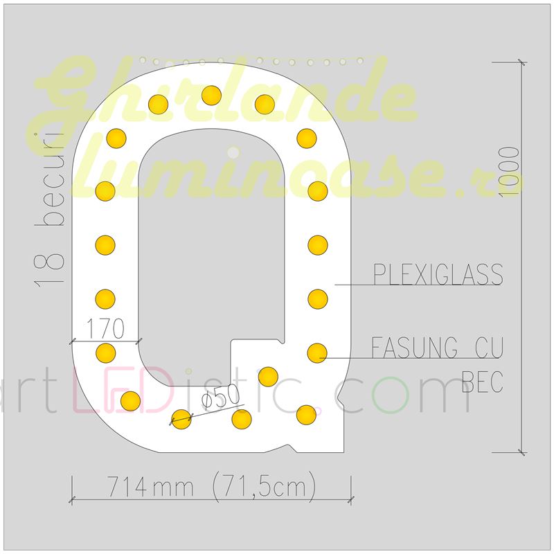 Litere Volumetrice Luminoase 1M de Inchiriat