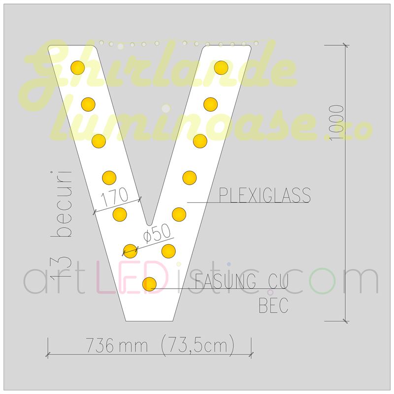 Litere Volumetrice Luminoase 1M de Inchiriat