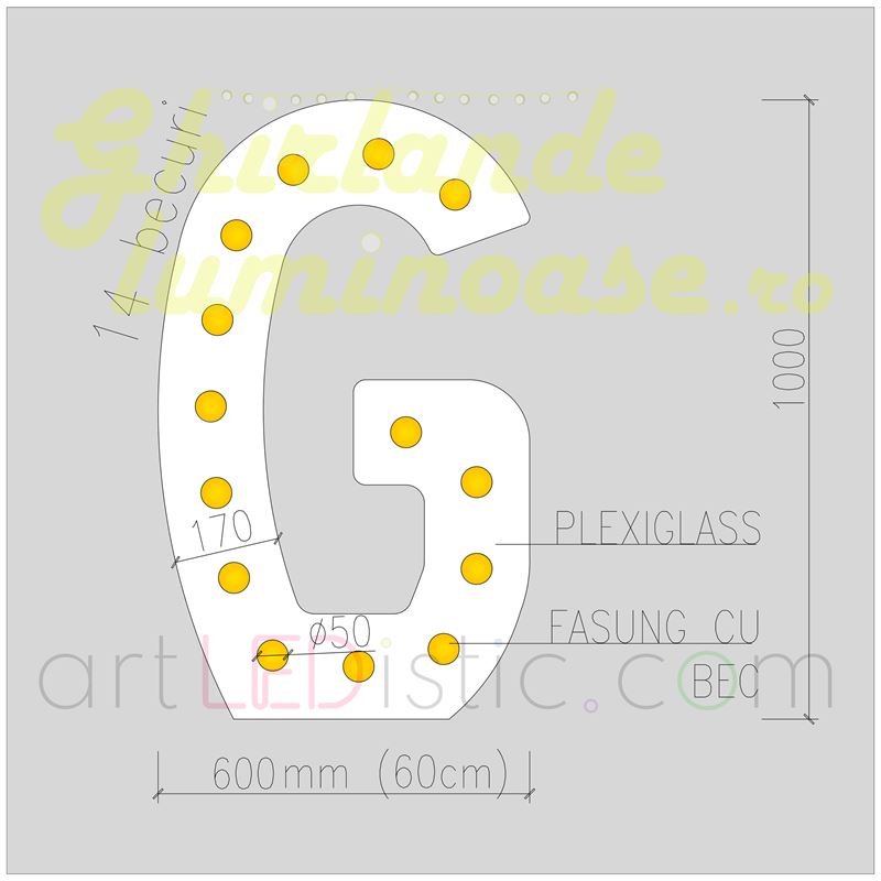 Litere Volumetrice Luminoase 1M de Inchiriat
