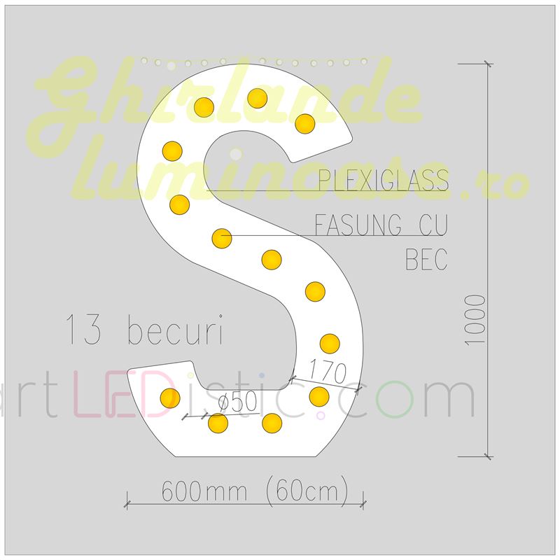 Litere Volumetrice Luminoase 1M de Inchiriat