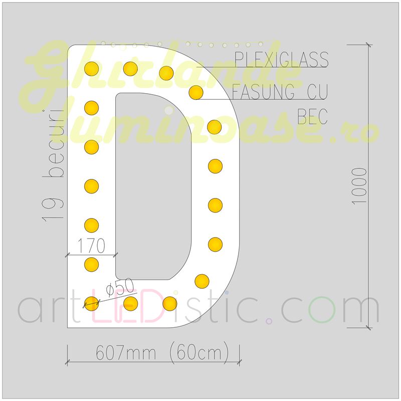 Litere Volumetrice Luminoase 1M de Inchiriat