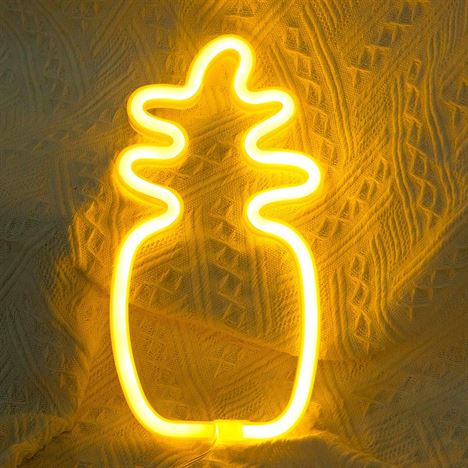 Lampa LED Neon Ananas, Lumina Calda, cu Baterii si USB