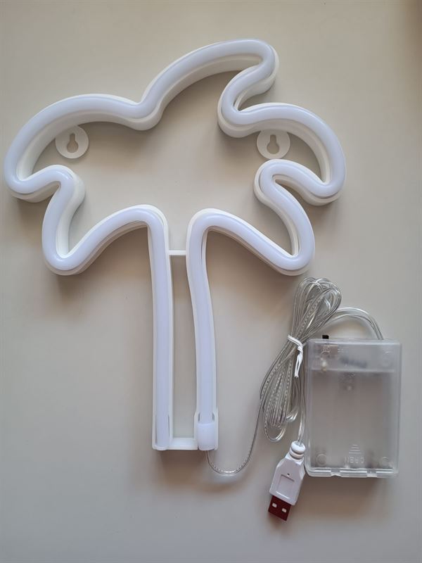 Lampa LED Neon Palmier, Lumina Calda, cu Baterii si cablu USB